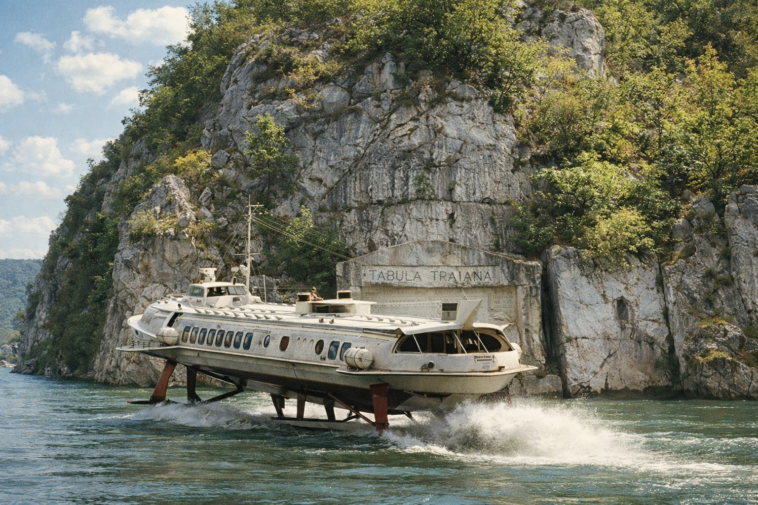 Raketa pored rimskog kamena Tabula Traiana